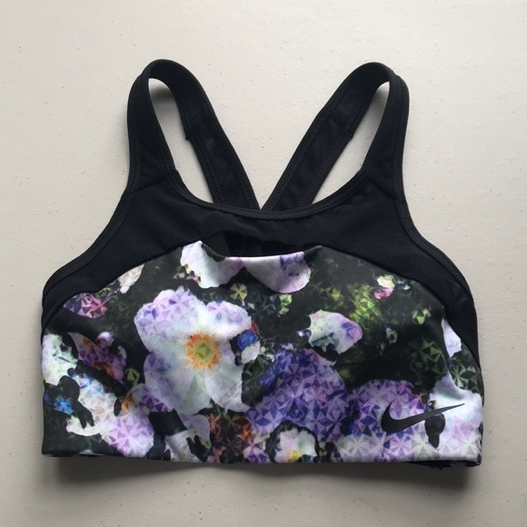NIKE Pro Classic Swoosh sports Bra size XS floral - Picture 3 of 8